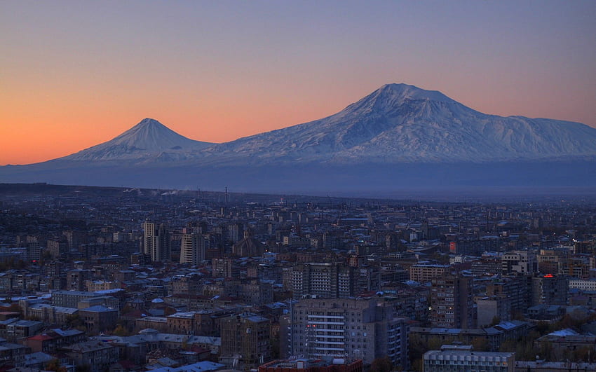 Manzara, Şehirler, Evler, Dağlar, Şehir, Ermenistan, Erivan, Ararat HD duvar kağıdı