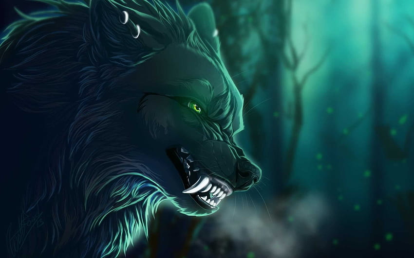 Selective focus graphy of gray wolf illustration, Mythical Wolf HD wallpaper