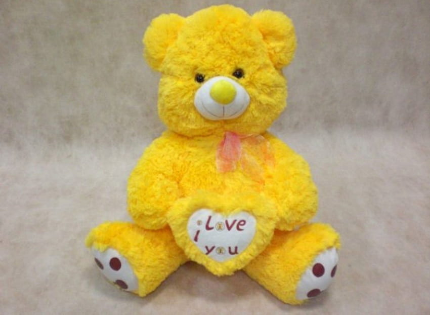 I Love You..., sweet, bear, teddy, yellow, love HD wallpaper