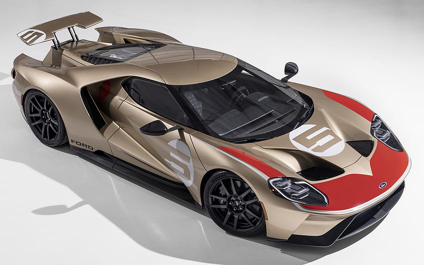 2022, Ford GT Heritage Edition, top view, exterior, racing car, Ford GT tuning, Ford GT bronze, american supercars, Ford HD wallpaper