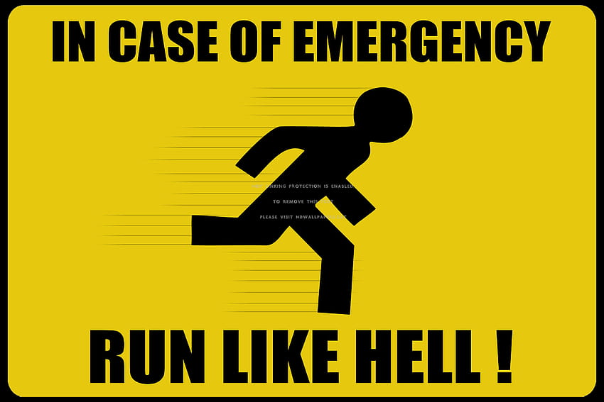 warning sign 2 yellow emergency funny text HD wallpaper