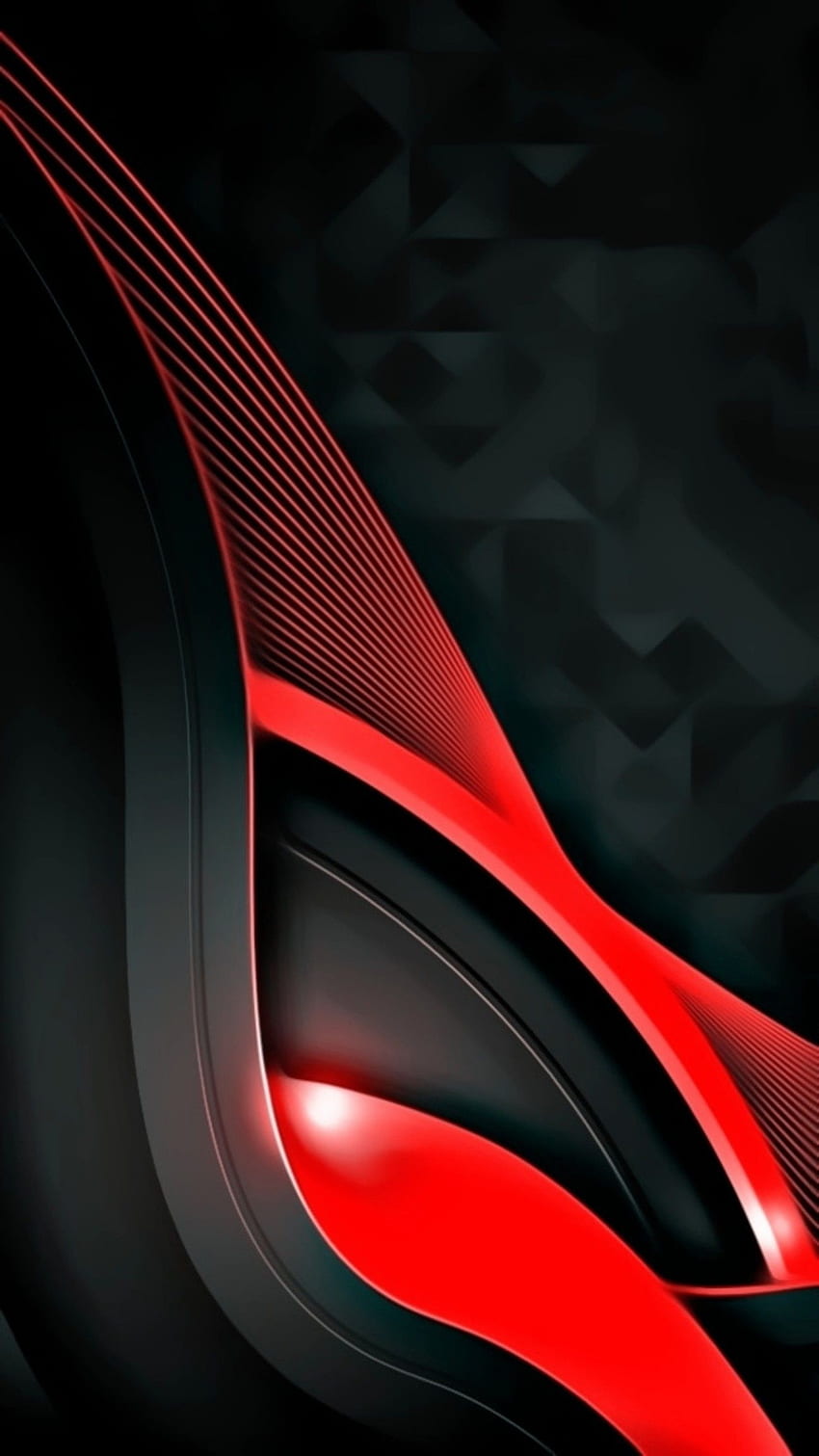 material design amoled, red, curves, neon, black, layers, pattern, luxury, shiny, abstract, tint HD phone wallpaper