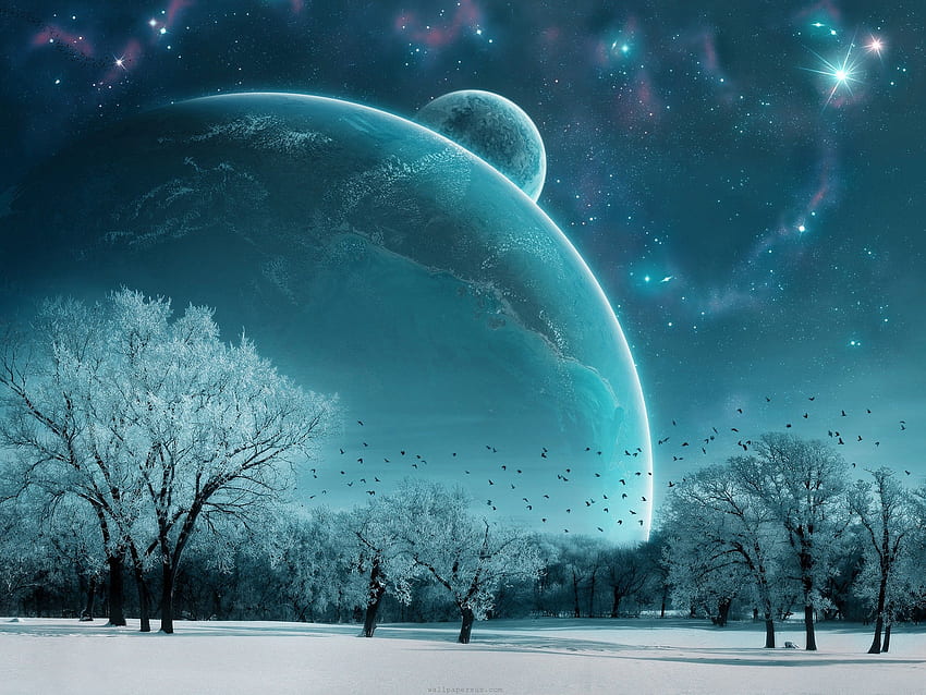 Invierno Espacio Planeta Fantasía Hielo Frío Pc fondo de pantalla