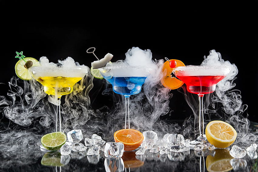 Ice Food Smoke Three 3 Cocktail Stemware Citrus, Drink HD wallpaper