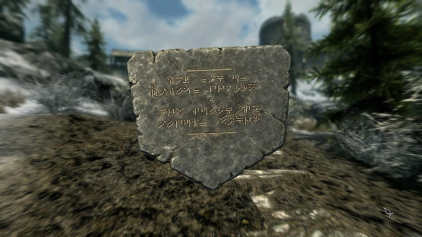 Има надпис на гърба на Драконовия камък. Пише Тук лежат падналите ни господари, докато Адуин се завърне.: skyrim HD тапет