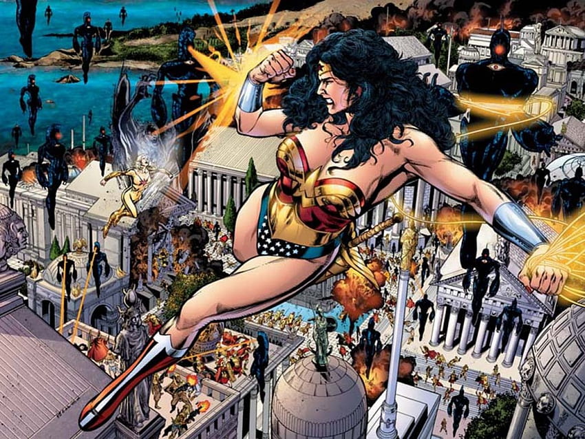 Wonder Woman срещу O.M.A.C, DC Comics, злодеи, супергерои, комикси, Woder Woman, Omac HD тапет