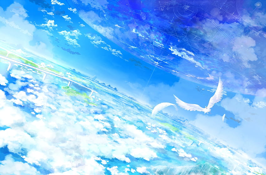 nuvens azuis céu pássaros e fundo, Blue Bird Naruto papel de parede HD