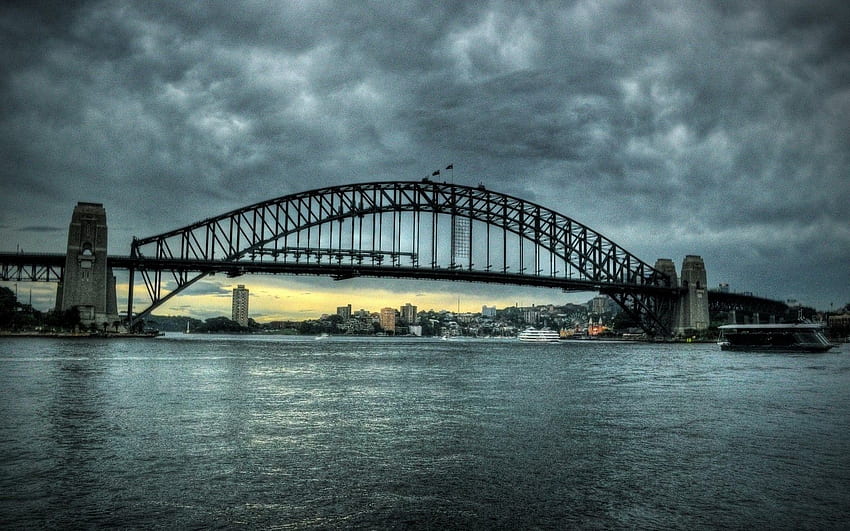 Miasta, rzeki, niebo, chmury, Sydney, miasto, most, Australia Tapeta HD
