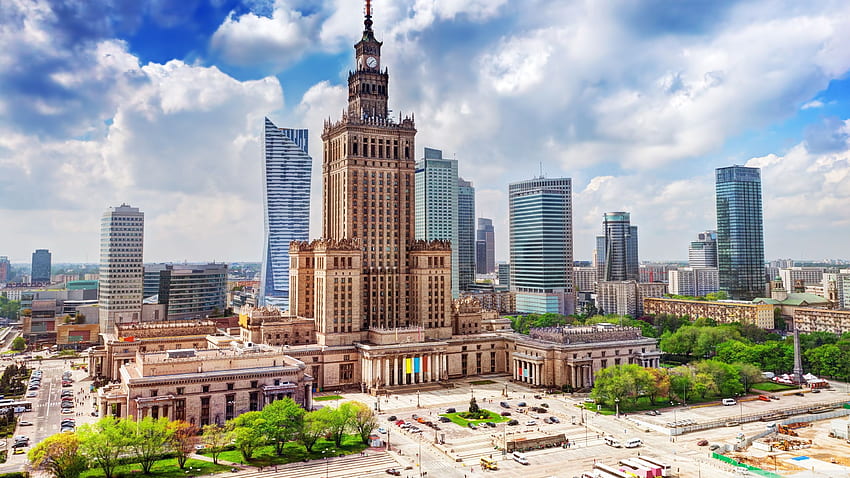 Palace of Culture and Science, Warszawa, Poland Ultra HD wallpaper