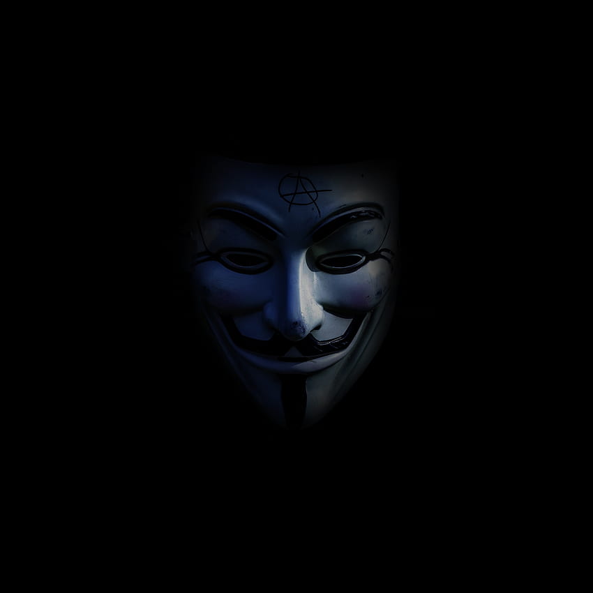 Anônimo, fundo escuro, máscara, preto escuro, máscara de sorriso Papel de parede de celular HD