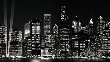 Black and white city, Dark Skyline HD wallpaper | Pxfuel