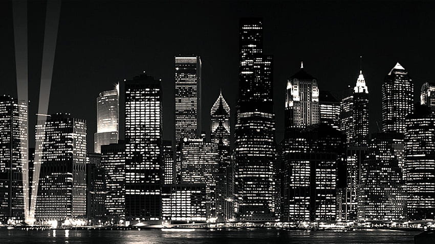 Città in bianco e nero, Skyline scuro Sfondo HD