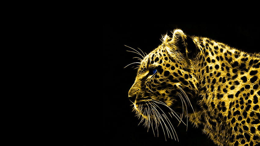 zwierzęta złoty spirytus lamparty czarne tło. Tygrys, gepard, lampart, neonowy lampart Tapeta HD