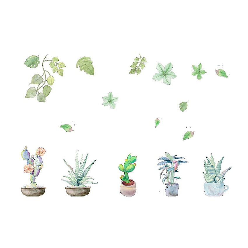 Electronicheart Sukkulente Kaktus Blume Wandaufkleber Pflanze Topf Abnehmbare Fensterglas Aufkleber DIY Wohnzimmer, Topfpflanzen HD-Handy-Hintergrundbild