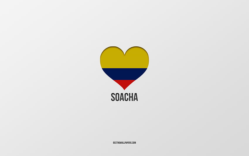 I Love Soacha, Colombian cities, Day of Soacha, gray background, Soacha, Colombia, Colombian flag heart, favorite cities, Love Soacha HD wallpaper