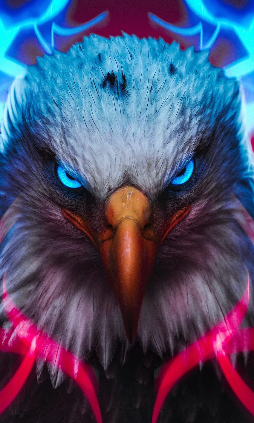 14 octobre 2019 - . Art de l'aigle, aigle, aigle au néon Fond d'écran de téléphone HD