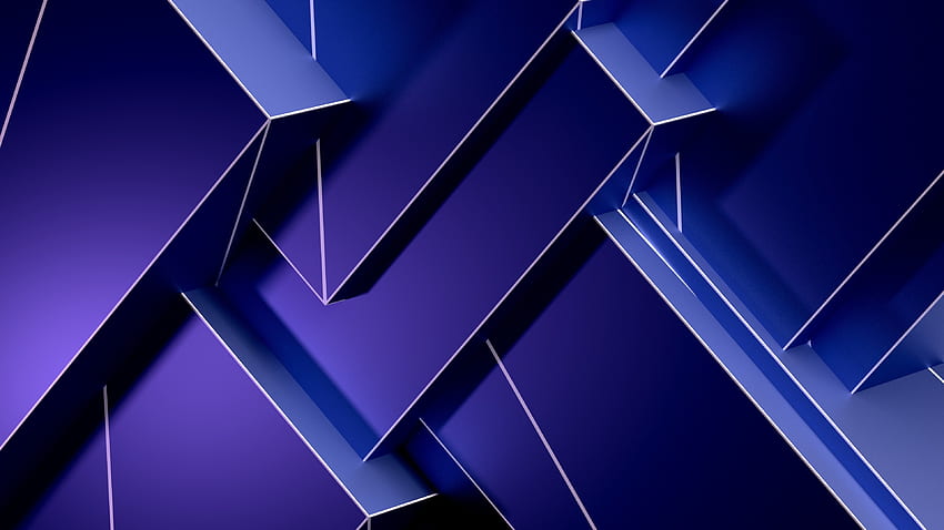 Pola, garis putih, latar belakang biru, geometri, abstrak Wallpaper HD
