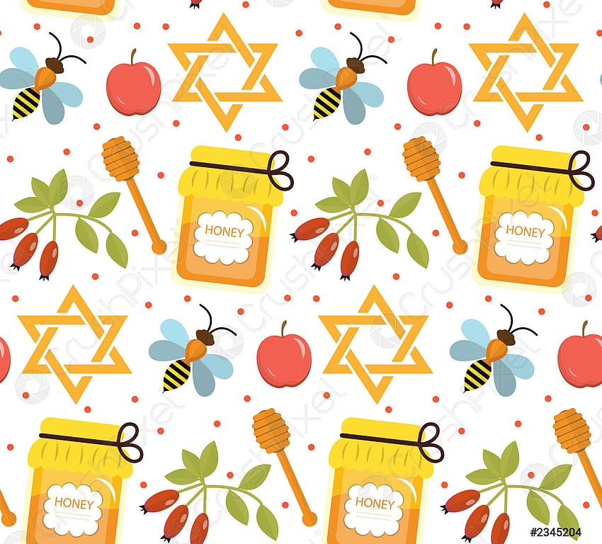 Seamless pattern, texture for the Jewish new year Rosh Hashanah - stock vector HD wallpaper