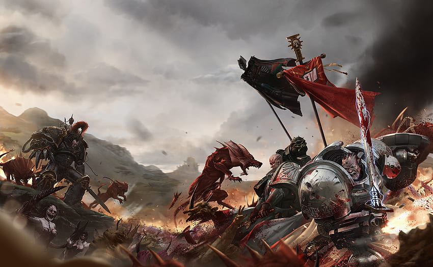 warhammer 40k, azrael, banner, black legion, chaos, daemon . HD wallpaper