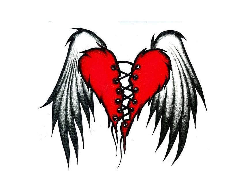 Broken heart wings tattoo design [] for your , Mobile & Tablet. Explore  Heart with Wings . Angel Wing , Pink Heart with Wings HD wallpaper | Pxfuel