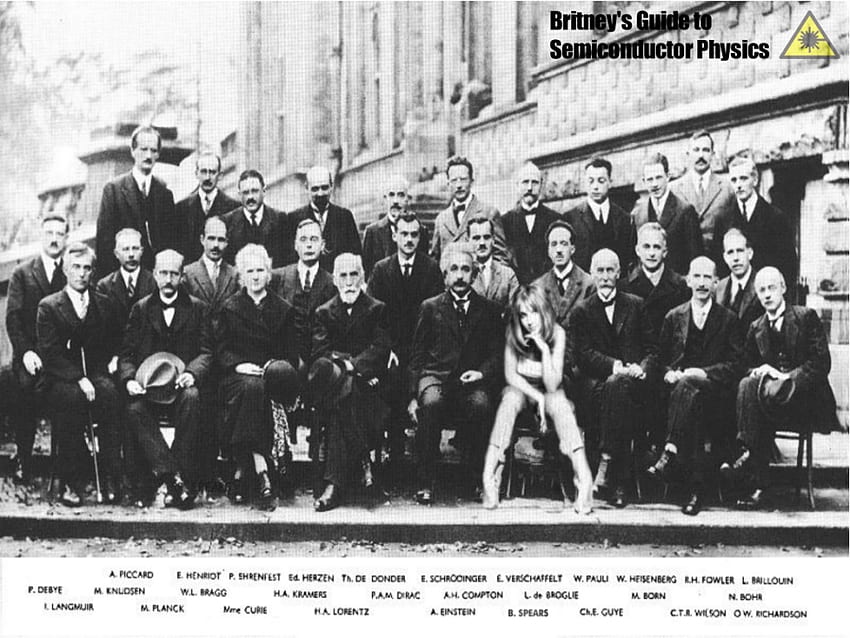 Britney Spears' Guide to Semiconductor Physics: page 5 (), Solvay Conference HD wallpaper