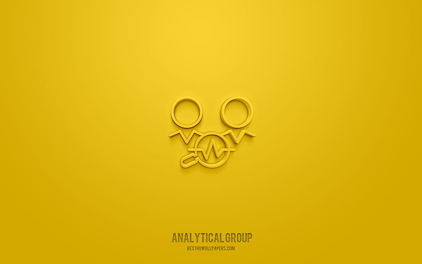 Icona 3d gruppo analitico, giallo, simboli 3d, gruppo analitico, icone aziendali, icone 3d, segno gruppo analitico, icone 3d aziendali Sfondo HD
