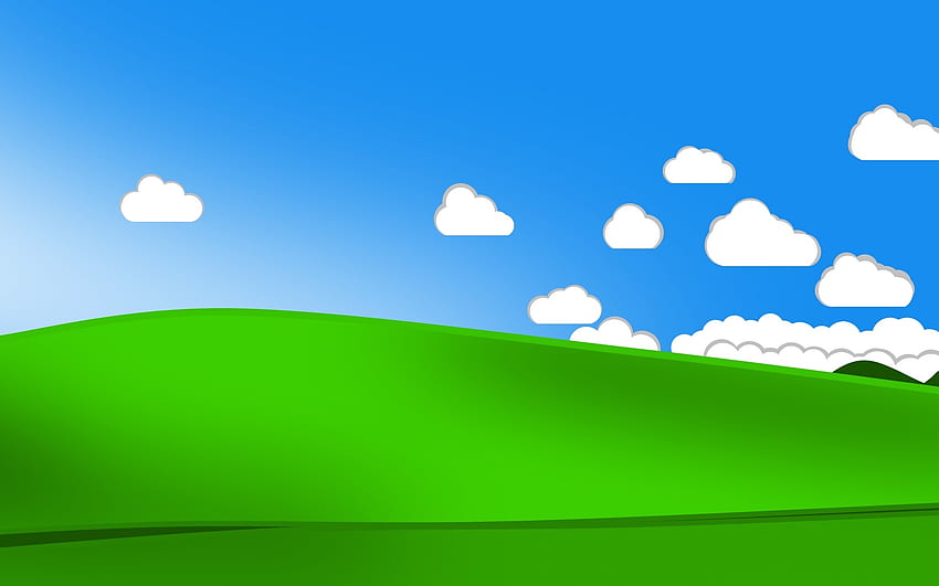블리스 윈도우 XP 미니멀리즘 계곡 구름, 윈도우 XP 잔디 HD 월페이퍼