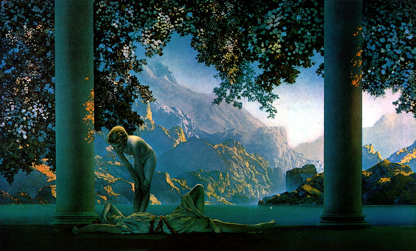 Maxfield Parrish's Daybreak and a still from Neil Blomkamp's Elysium. Simotron HD wallpaper