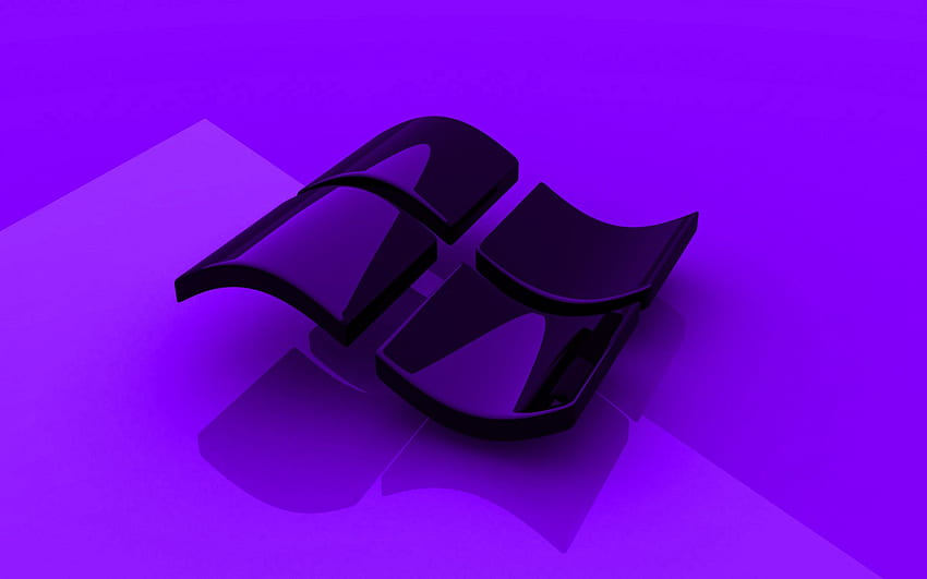 Windows violet logo, 3D art, OS, violet background, Windows 3D logo, Windows, creative, Windows logo for with resolution . High Quality HD wallpaper