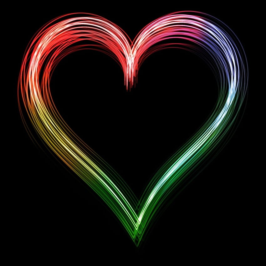 Галерия Neon Heart, Rainbow Love Hearts HD тапет за телефон