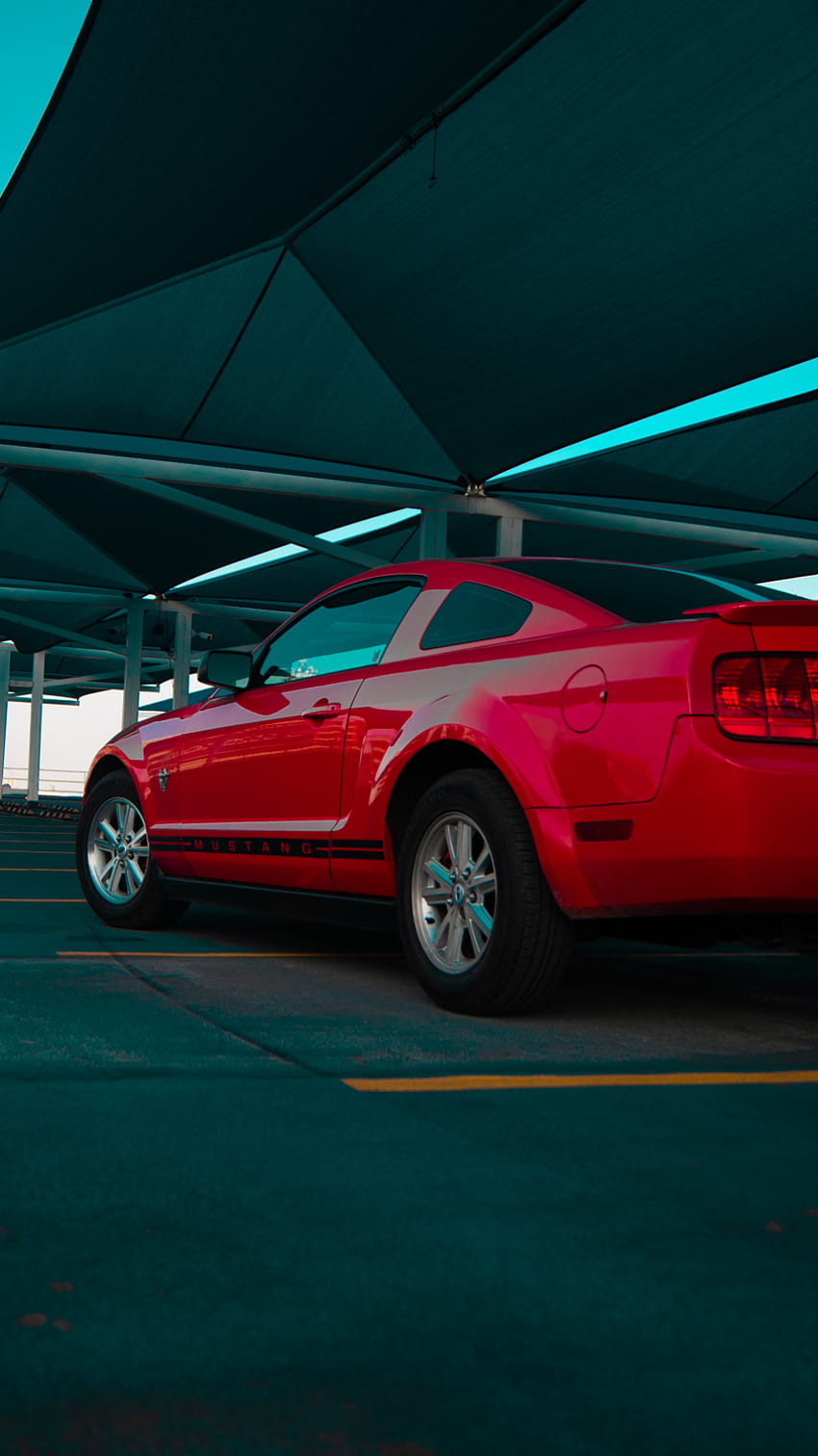 Mustang, carro, iluminaciones, auto, brillante, rojo, autotriz Tapeta na telefon HD