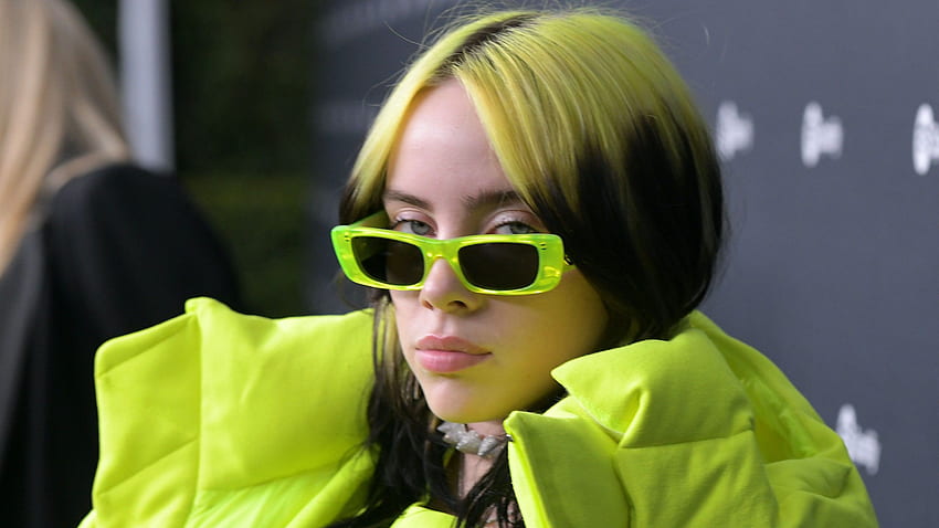 Billie Eilish'in Neon Kökleri, Köpeği Billie Eilish Yeşil Saçlı Bu Tatlı Selfie'de Hala Güçleniyor HD duvar kağıdı