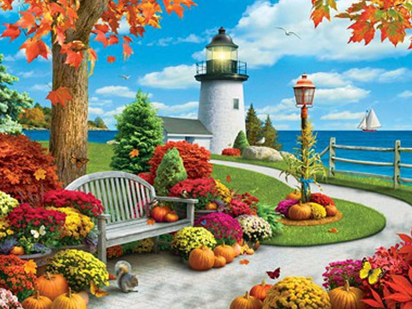 Autumn Sail, Sail, season, Autumn, fall HD wallpaper