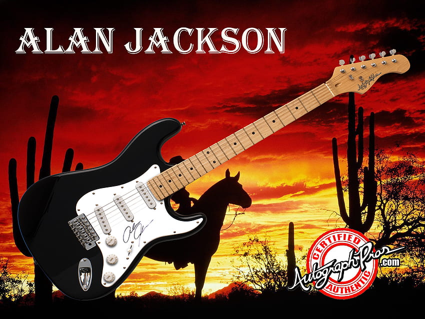 Музика за китара с автограф на Алън Джаксън, музика, китара с автограф, кънтри музика, Алън Джаксън HD тапет