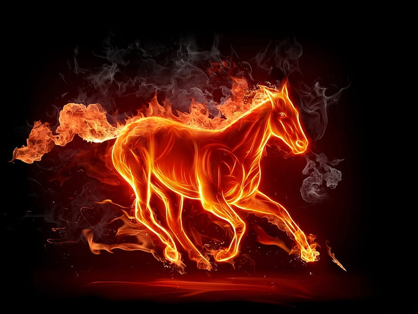 Background, Horses, Fire HD wallpaper