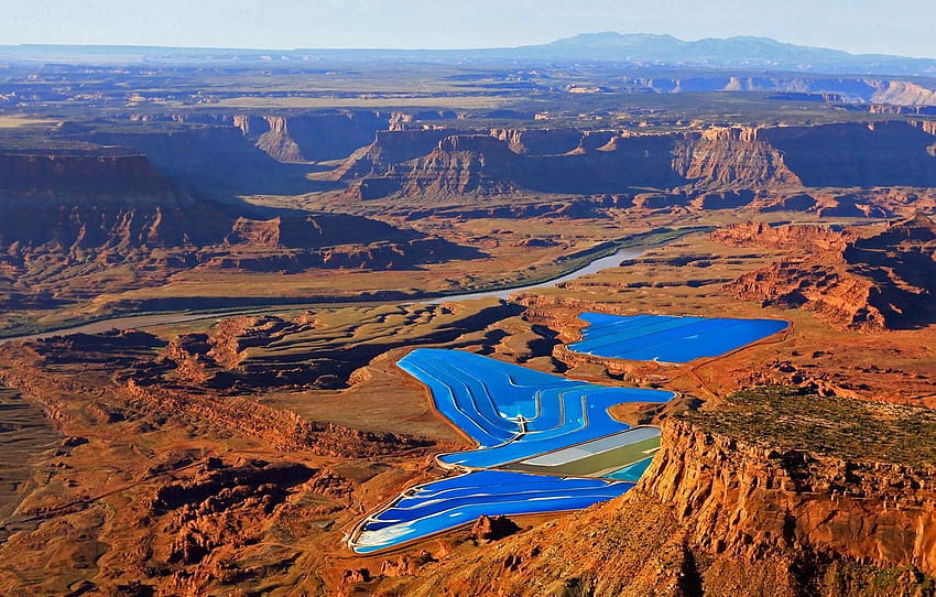 mountains, river, rocks, Utah, USA, potash lake, Moab for , section пейзажи HD wallpaper