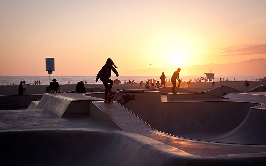 skater venice beach summer sunset la los angeles california usa HD wallpaper