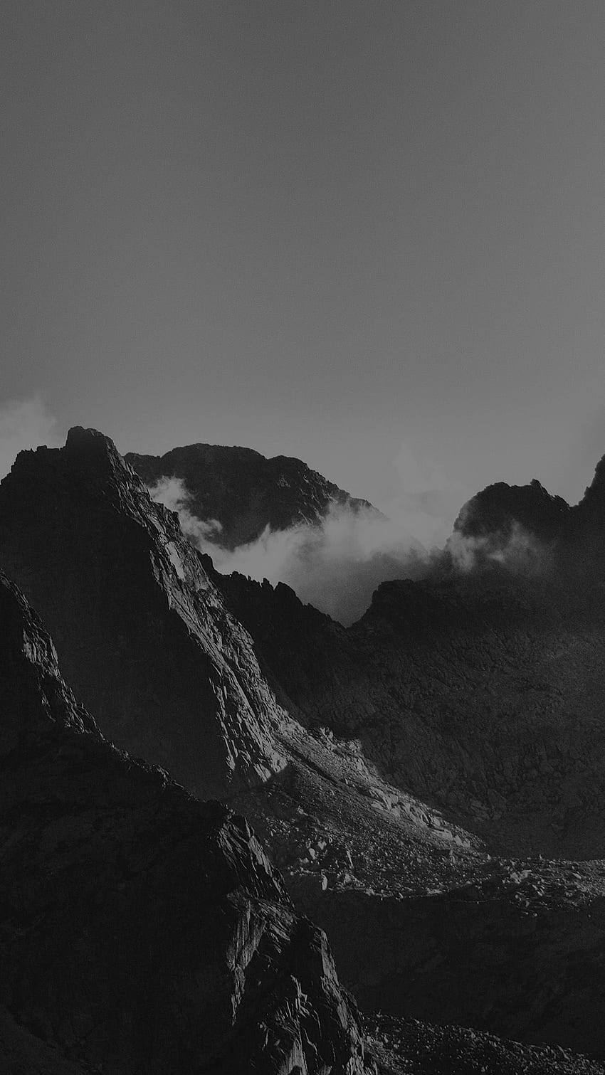 Breath Taking Mountains Bw Sky High Nature Android - Dark Mountain, Black Mountain HD phone wallpaper