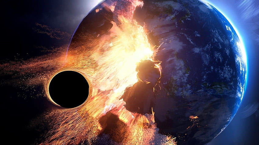 Earth Collapse, Meteor, Black Hole, Cool Black Hole HD wallpaper