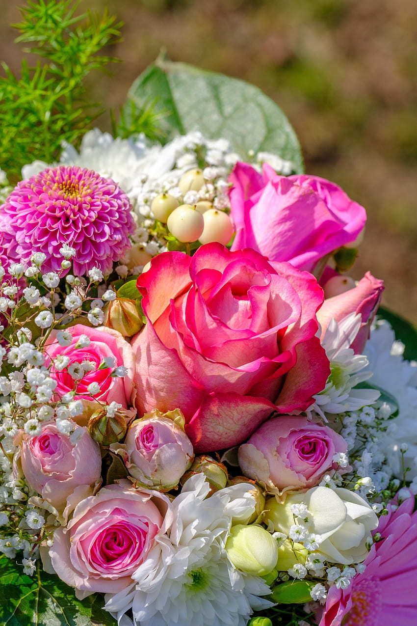 Kwiaty, bukiet, róże Tapeta na telefon HD