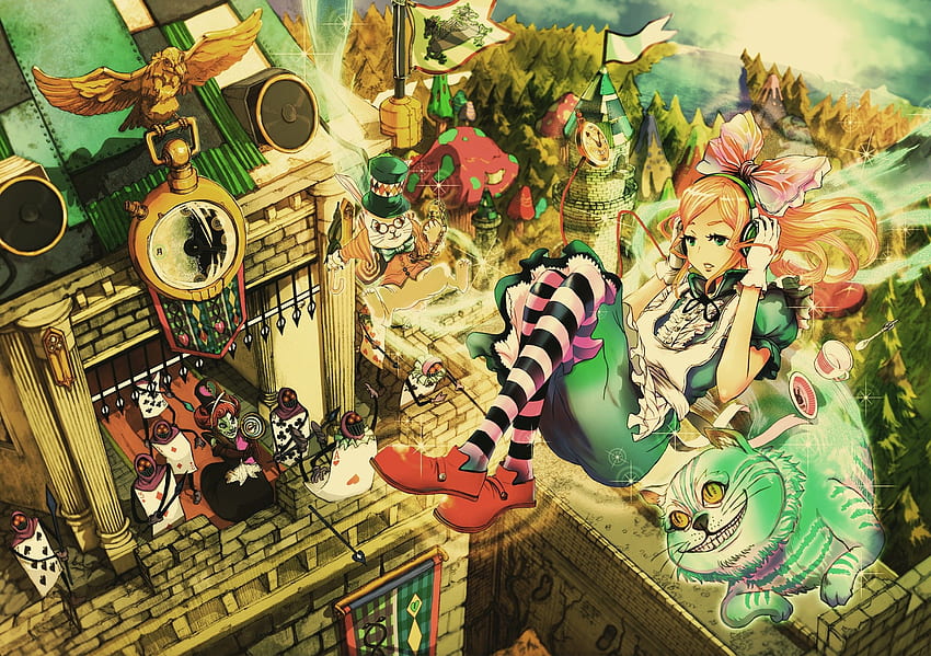 alice in wonderland anime queen of hearts chesire white rabbit, Gothic Alice in Wonderland HD wallpaper
