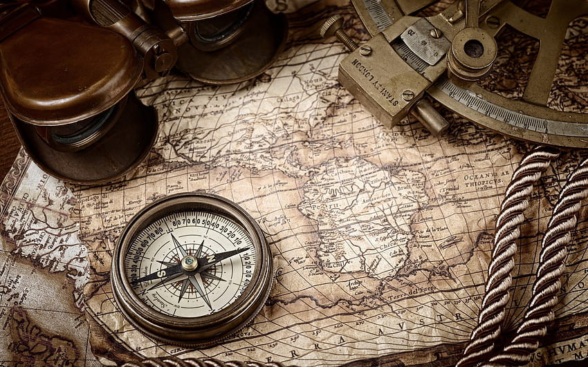 vintage compass, retro art, old map, travel concepts, map concepts, old binoculars, vintage things for with resolution . High Quality HD wallpaper
