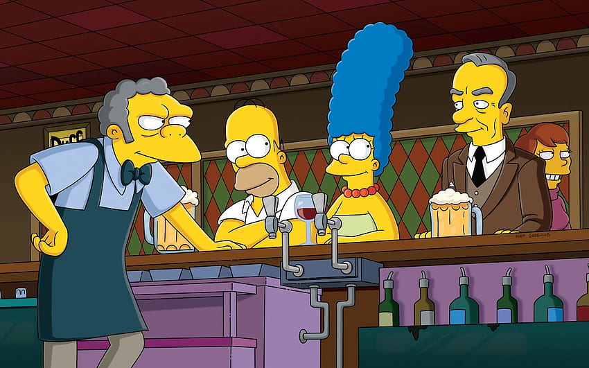 Simpsonowie, Moe Szyslak, Marge Simpson, Homer Simpson, piwo, bar / i mobilne tło Tapeta HD