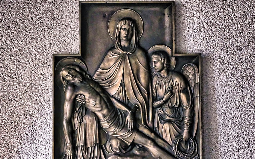 Pieta, angel, Mary, Jesus, death HD wallpaper