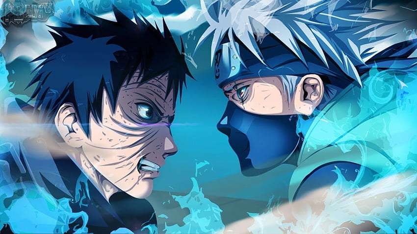 Kakashi vs Obito (AMV) - Black and Blue HD wallpaper