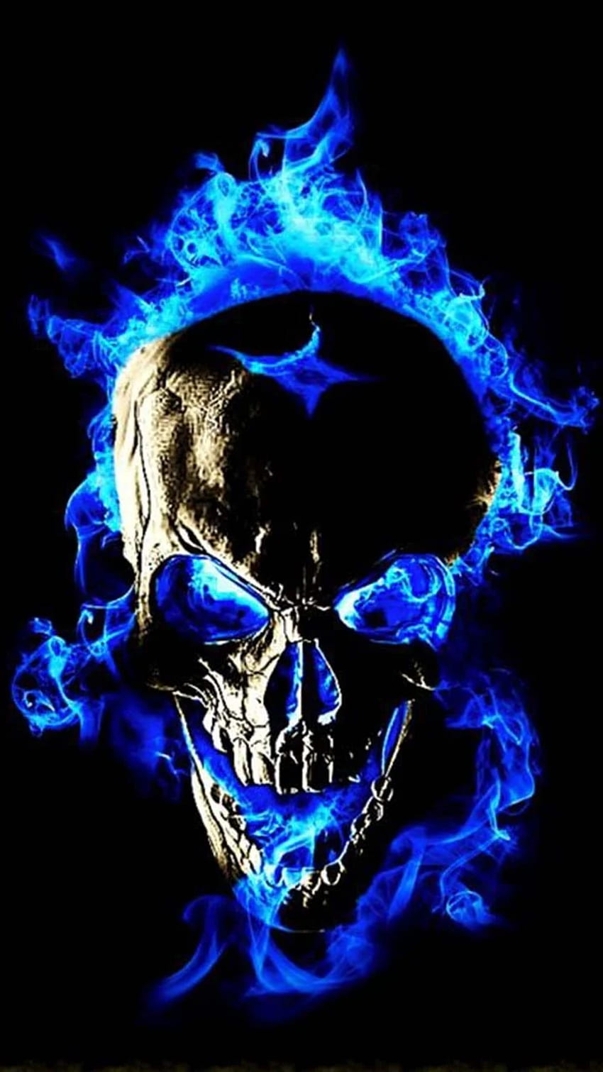 Blue flame skull fire. Coolest skull for, Skull On Fire HD phone wallpaper