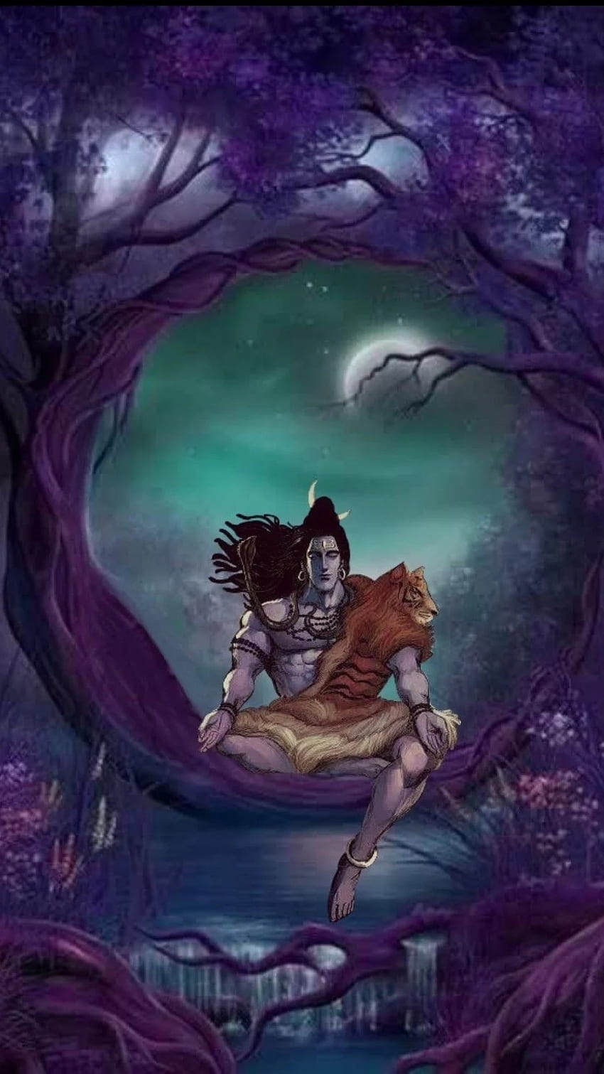 Shiva , Dark Theme, Forest, lord shiva HD phone wallpaper