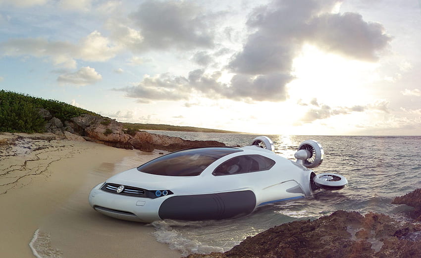VW Aqua Hovercraft II, design, water, car, concept HD wallpaper