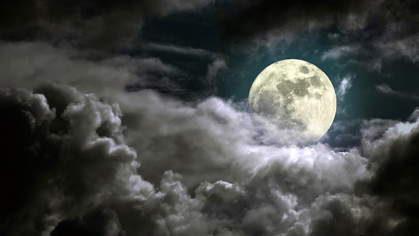 Natura, Luna piena, Oscurità, Chiaro di luna, Cielo, Nuvole • Per te Per e mobile, Notte di luna Sfondo HD