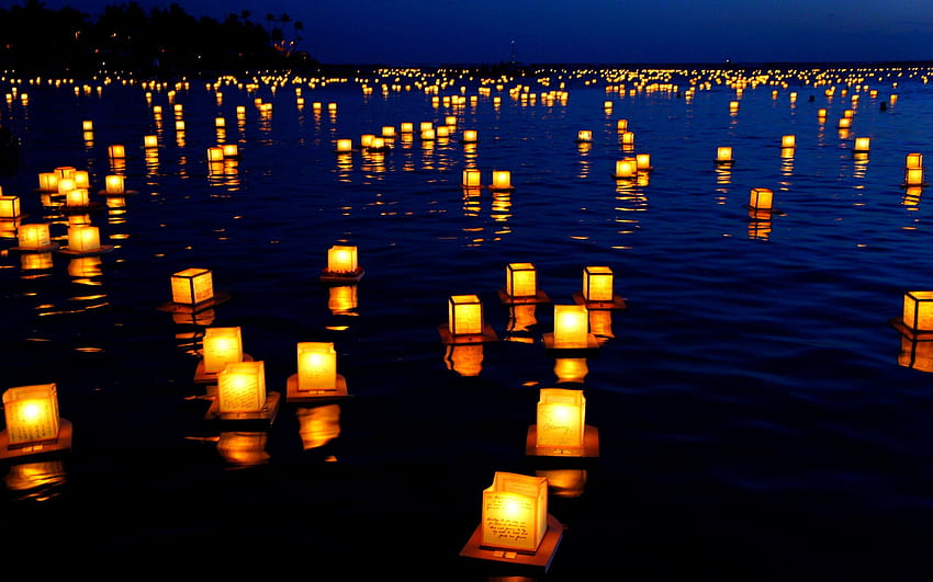 candle in the wind, Floating Lights HD wallpaper